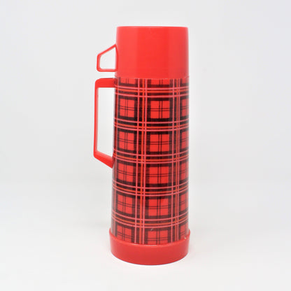 Thermos: Aladdin Red & Black Buffalo Plaid, Quart, Nashville USA, Vintage 1970s - SOLD