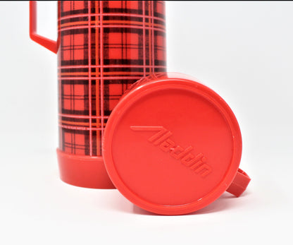 Thermos: Aladdin Red & Black Buffalo Plaid, Quart, Nashville USA, Vintage 1970s - SOLD