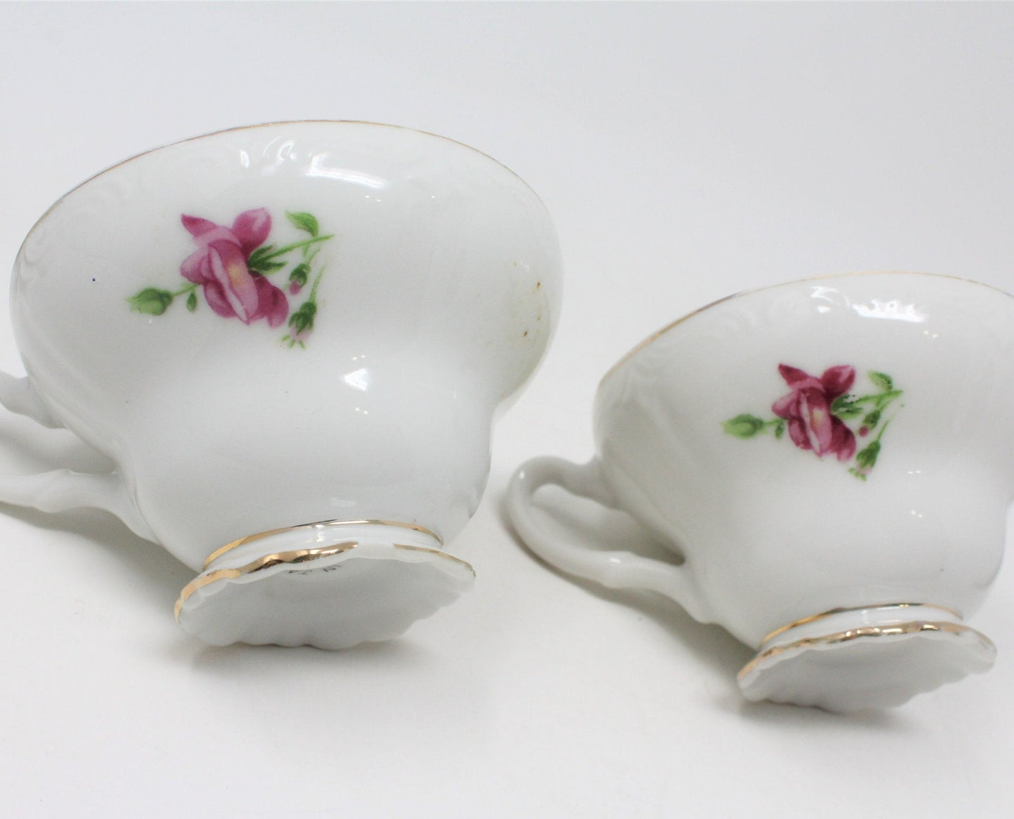 Teacup and Saucer, Roses Pink & Hot Pink, Set of 2, Japan, Vintage