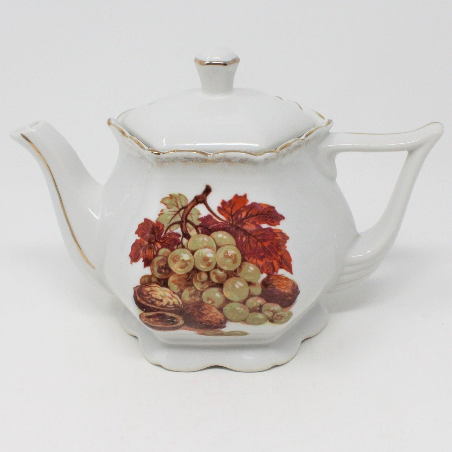 Teapot, Fruits and Nuts Series, Porcelain, Vintage