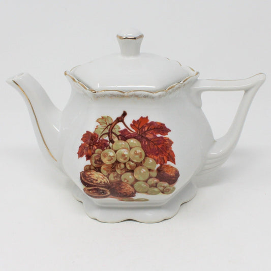 Teapot, Fruits and Nuts Series, Porcelain, Vintage