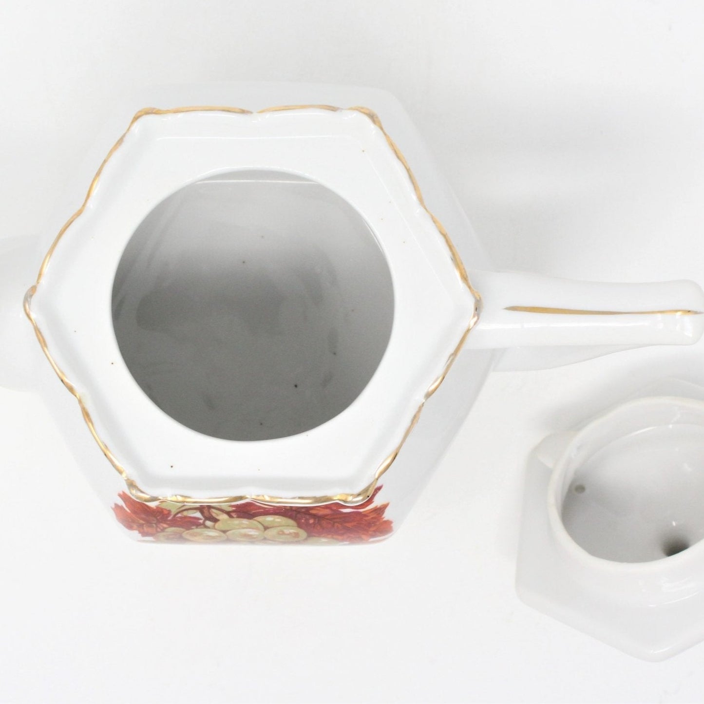 Teapot, Fruits and Nuts Series, Porcelain, Vintage