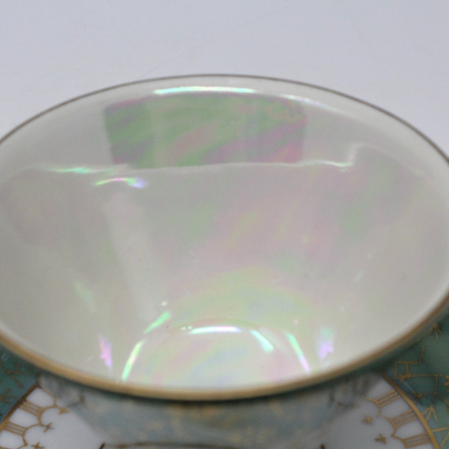 Teacup and Saucer, Napcoware, Iridescent, Aqua Blue, Vintage