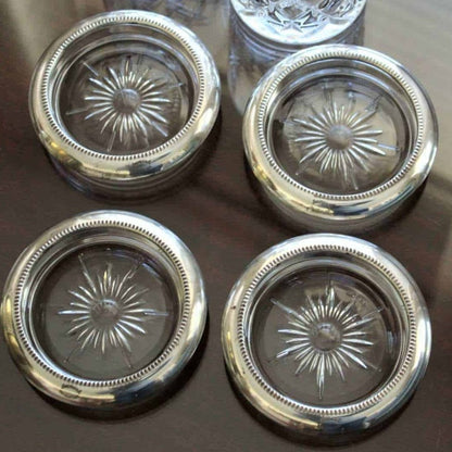 Coasters, Leonard Silver, Silverplate, Set of 4, Vintage, Italy