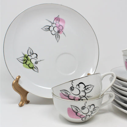 Snack Sets, Laurel China, Debonaire, Set of 8, Vintage Japan