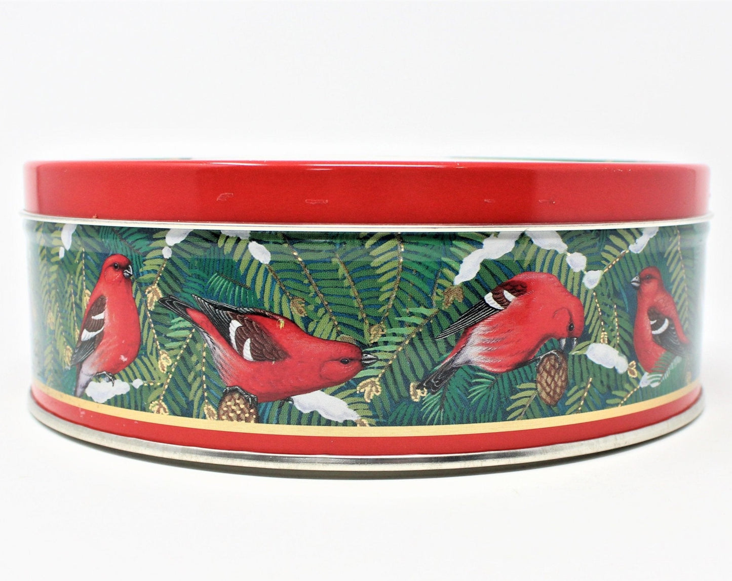 Gift Tin / Cookie Tin, Christmas Scarlet Tanagers, Red Birds, Vintage