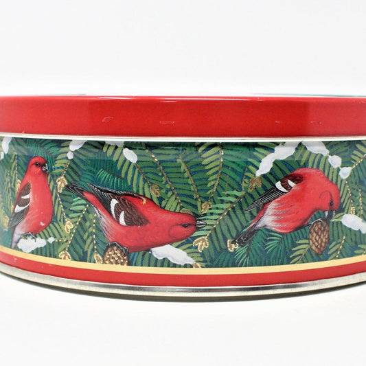 Gift Tin / Cookie Tin, Christmas Scarlet Tanagers, Red Birds, Vintage
