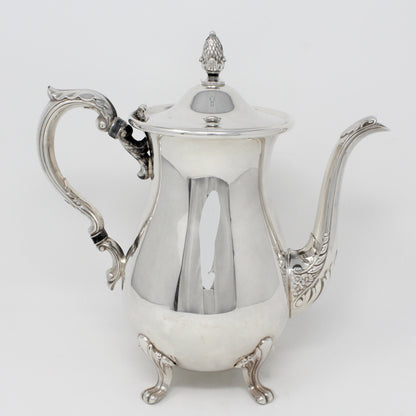 Coffee Pot, Poole, Bristol Silver Plate, Footed, Vintage