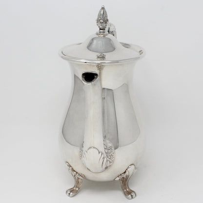 Coffee Pot, Poole Silver, Bristol Silverplate, Footed, Ornate Handle & Spout, Vintage