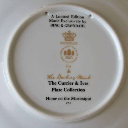 Decorative Plate, Bing & Grondahl, Currier & Ives, Home on the Mississippi, Vintage, SOLD
