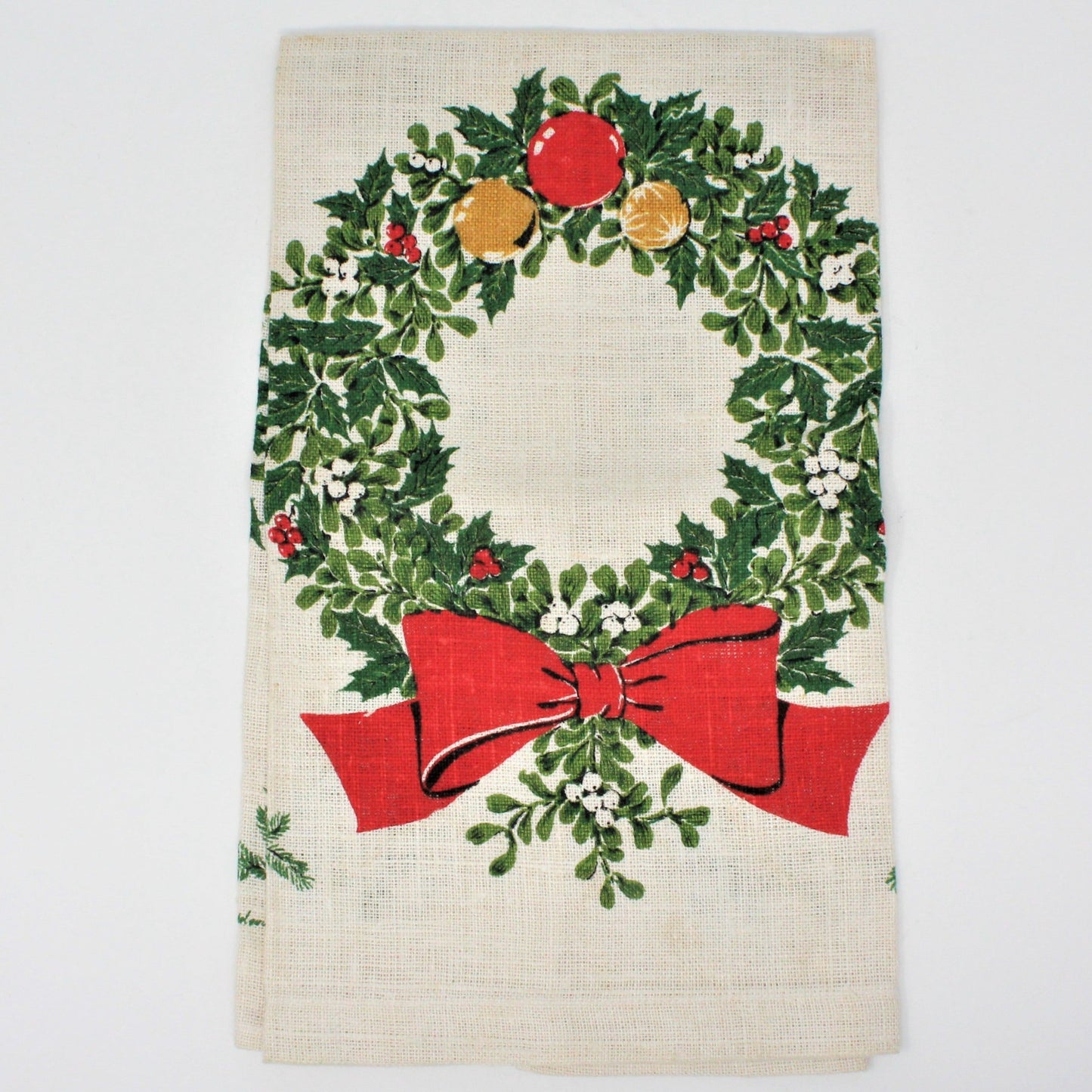 Tea Towel, Kay Dee, Christmas Wreath, Vintage Linen, Unused