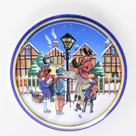 Gift Tin / Cookie Tin, Christmas Carolers, Cobalt Blue, Royal Dansk