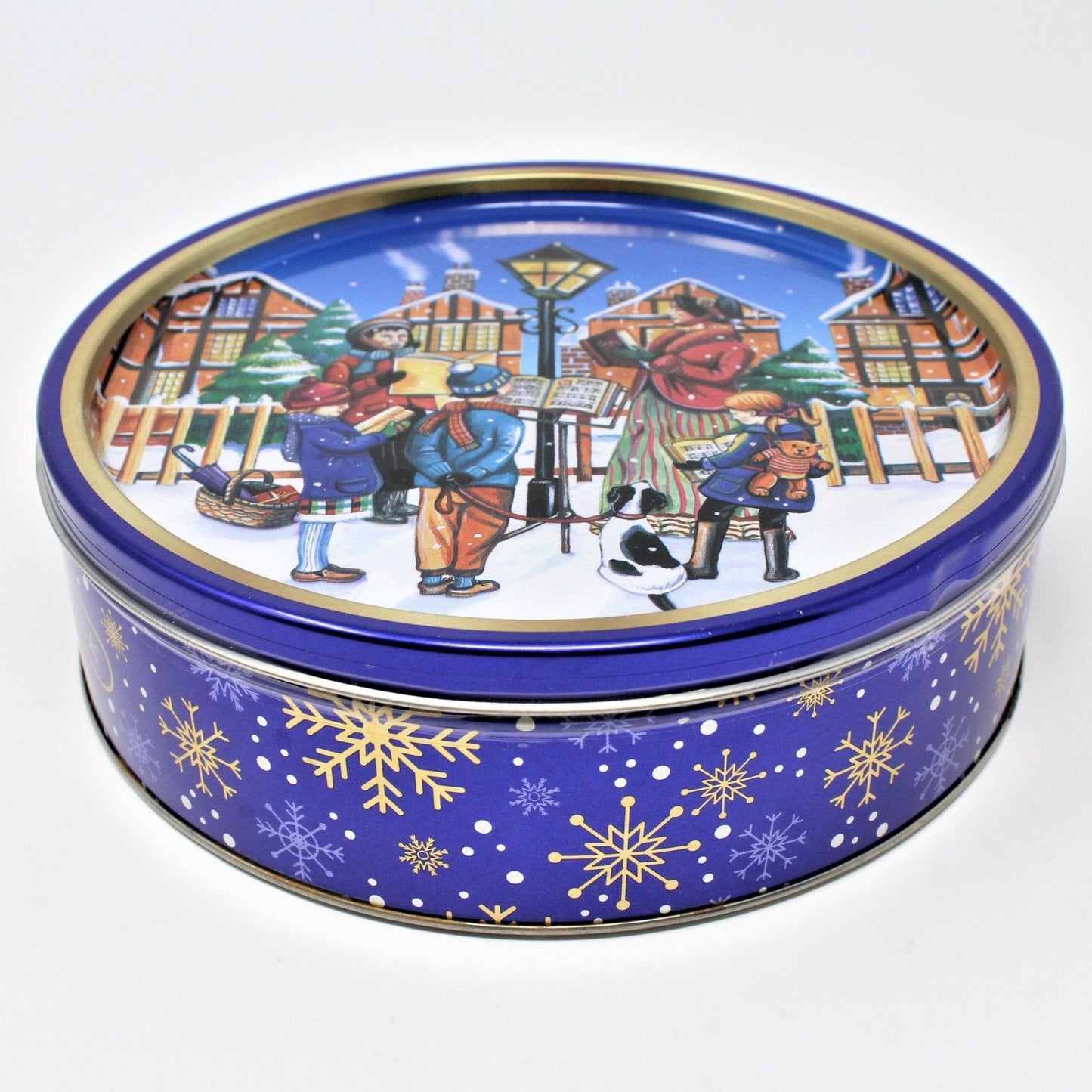 Gift Tin / Cookie Tin, Christmas Carolers, Cobalt Blue, Royal Dansk