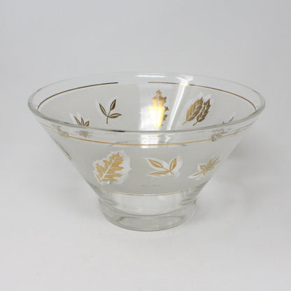 Bowl, Starlyte, Golden Foliage, Frosted Glass, Vintage