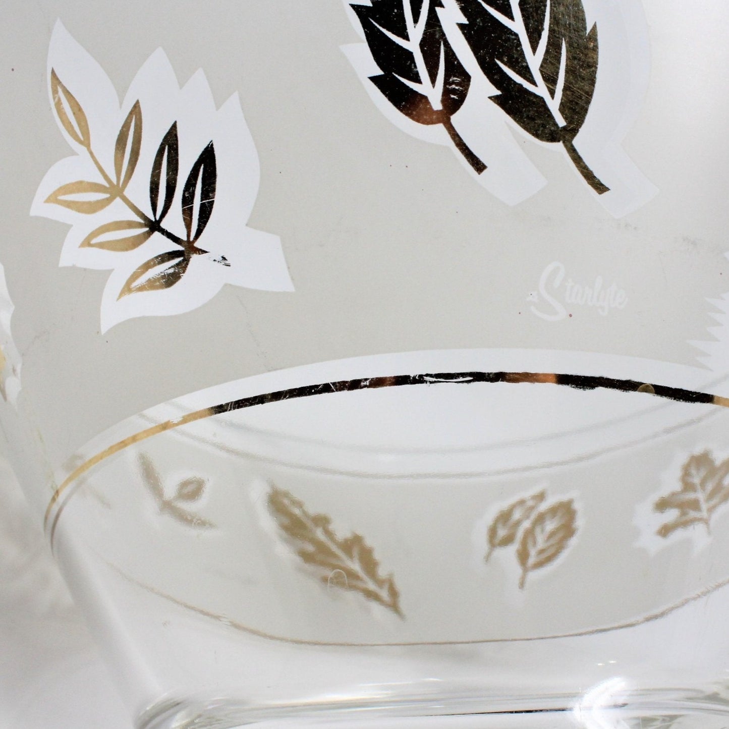 Bowl, Starlyte, Golden Foliage, Frosted Glass, Vintage