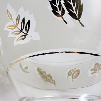 Bowl, Starlyte, Golden Foliage, Frosted Glass, Vintage