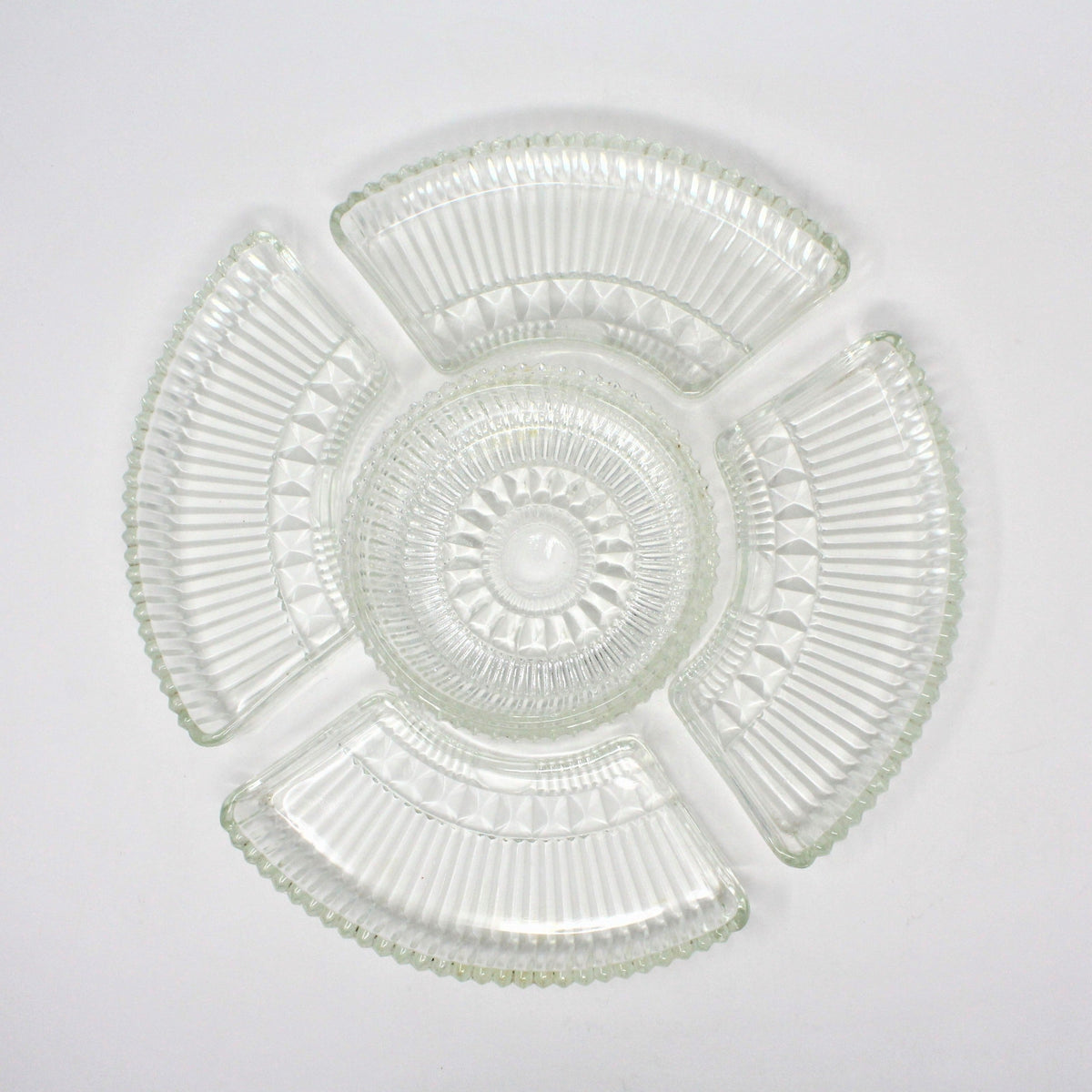 Lazy Susan: Kromex Chrome Plated Divided Serving Tray with Glass Inserts, USA, Vintage 1957 - SOLD