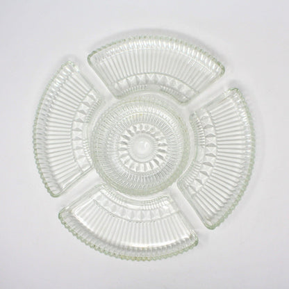 Lazy Susan: Kromex Chrome Plated Divided Serving Tray with Glass Inserts, USA, Vintage 1957 - SOLD