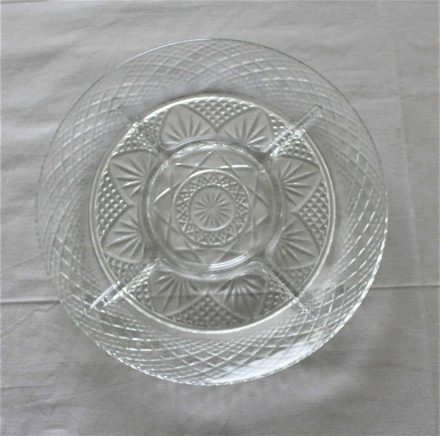 Divided Relish Plate, Luminarc, Antique Clear, Vintage