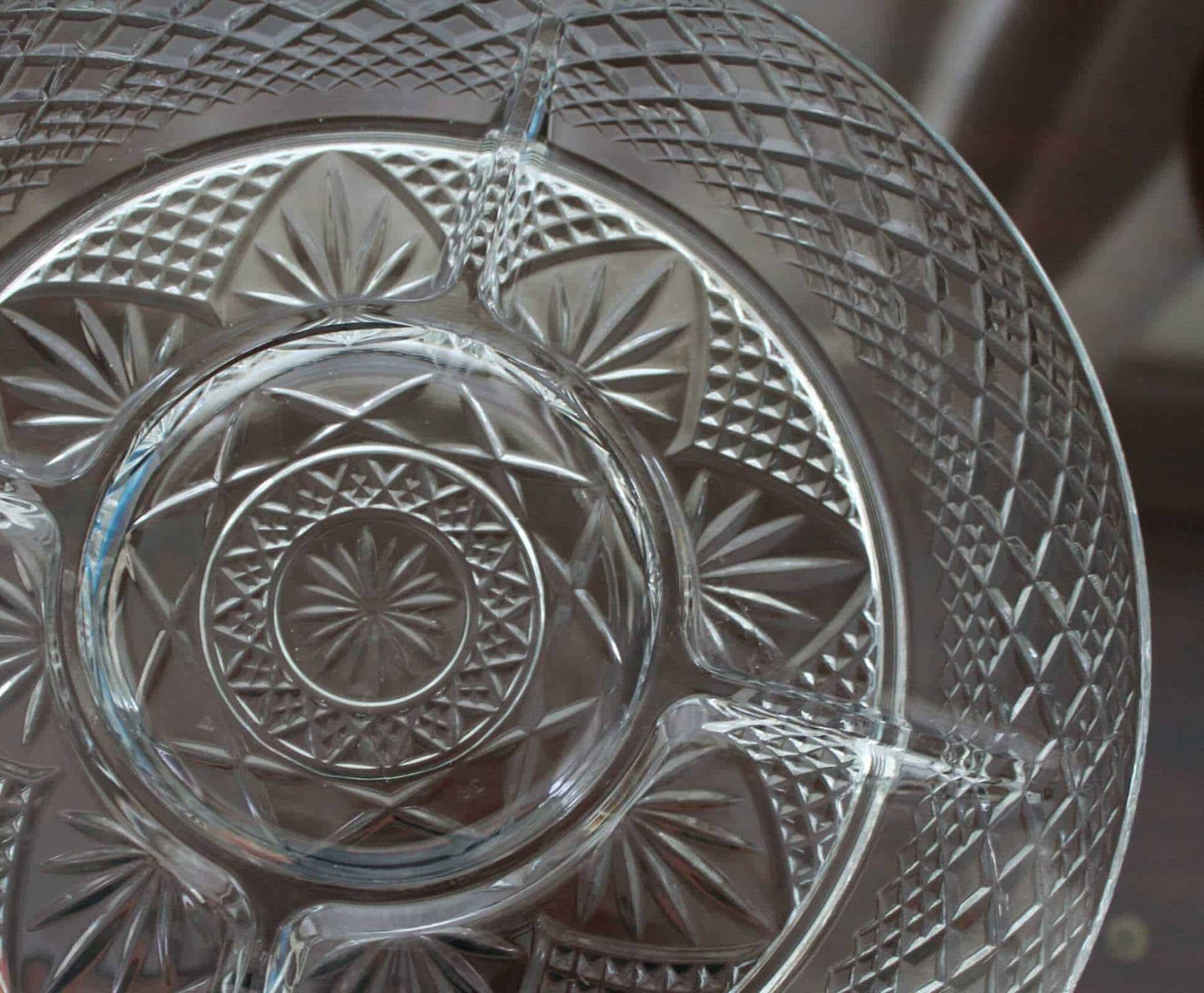 Divided Relish Plate, Luminarc, Antique Clear, Vintage