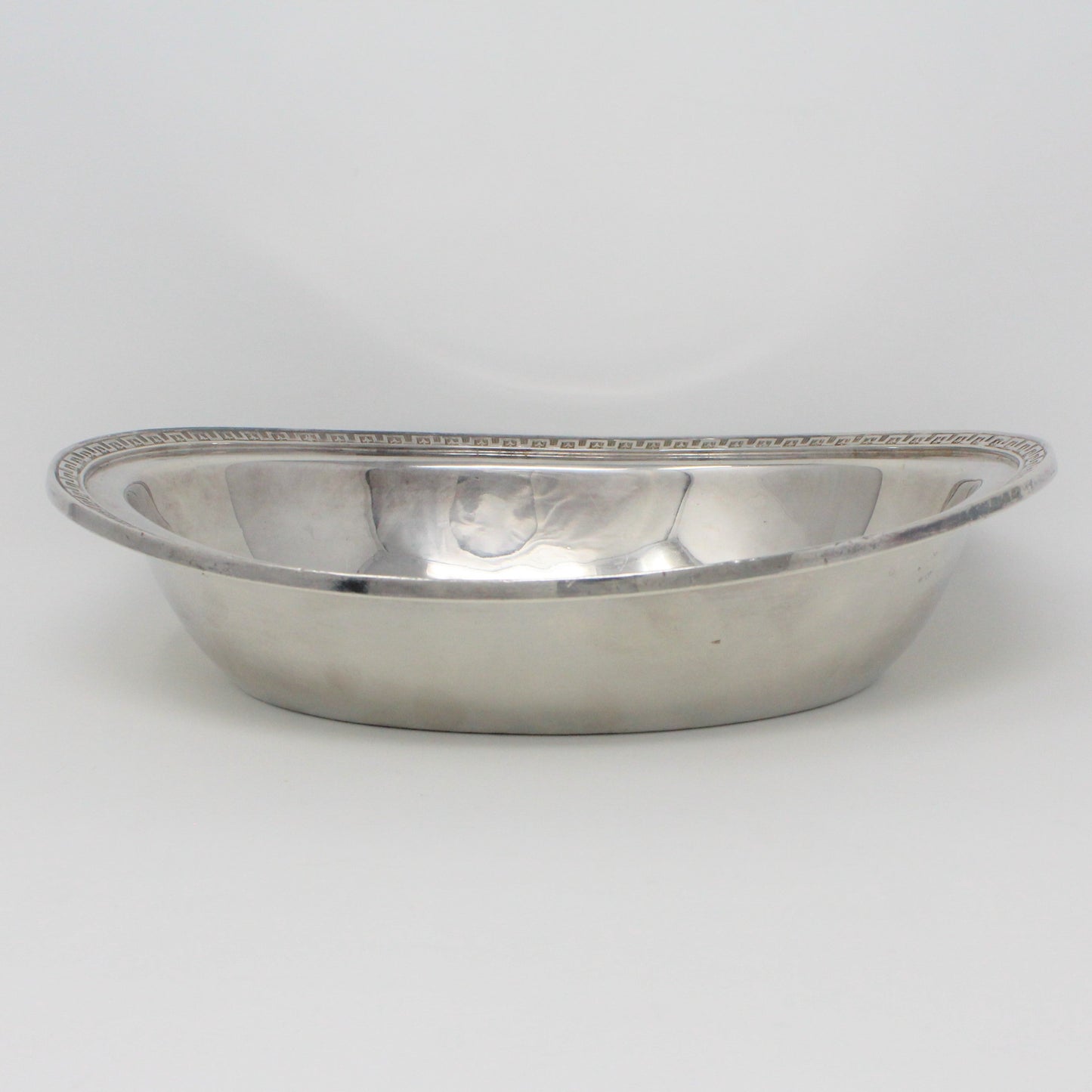 Bowl, Orrington Hotel, Oval Greek Key, Silver Soldered, Antique