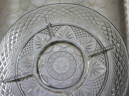 Divided Relish Plate, Luminarc, Antique Clear, Vintage