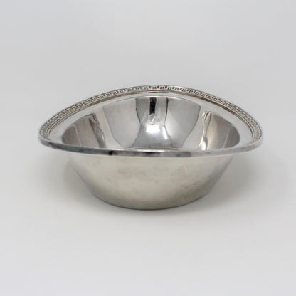 Bowl, Orrington Hotel, Oval Greek Key, Silver Soldered, Antique