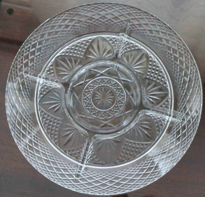 Divided Relish Plate, Luminarc, Antique Clear, Vintage