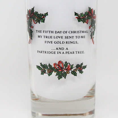 Glass Tumbler, Libbey, 12 Days of Christmas, 5 Gold Rings, Vintage, SOLD
