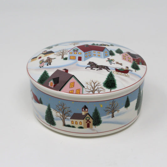 Trinket Box, Mikasa, Holiday Village, Porcelain, Vintage