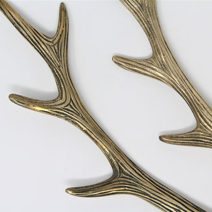 Hooks, Brass Faux Deer Antlers Hangers, Set of 2, Vintage, RARE