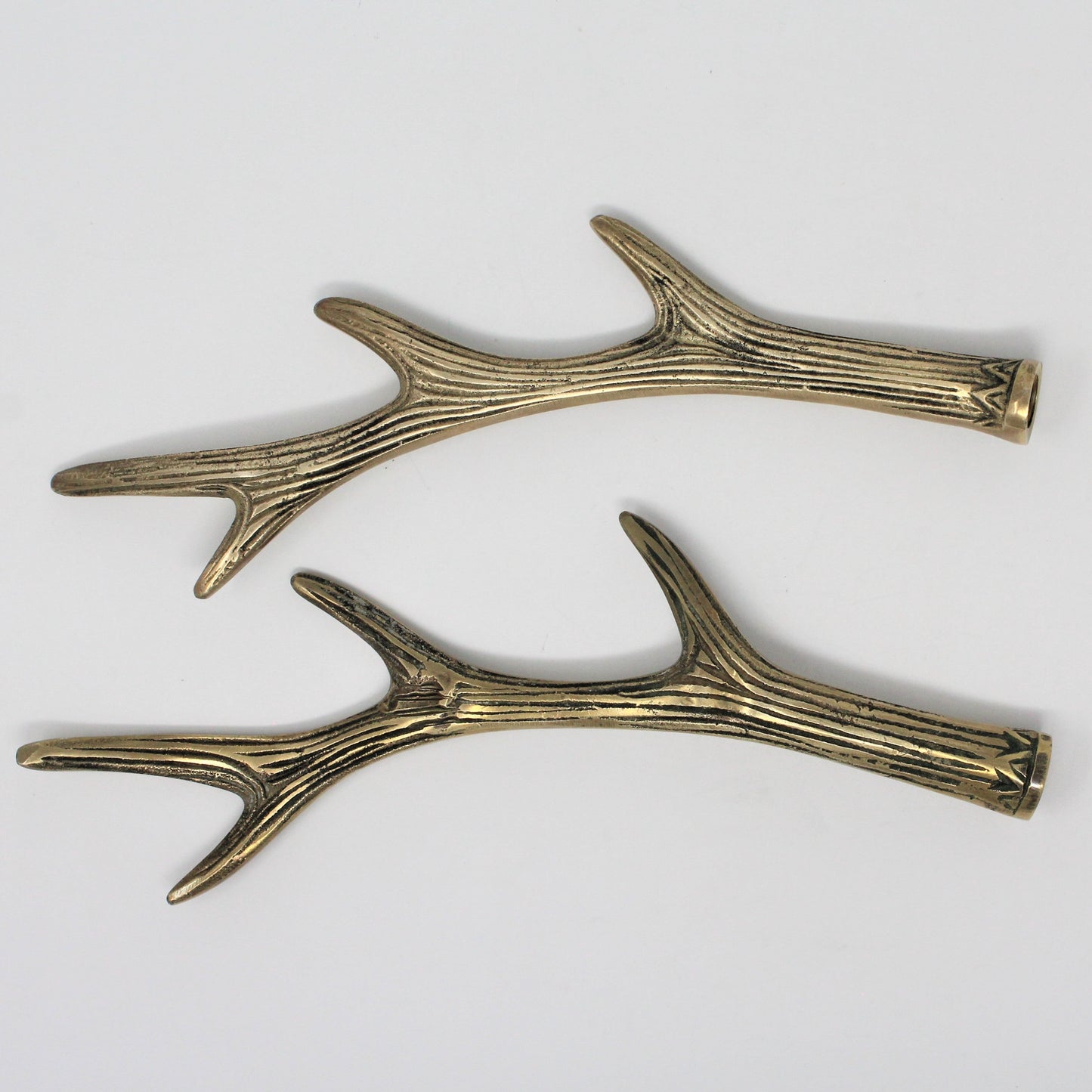 Hooks, Brass Faux Deer Antlers Hangers, Set of 2, Vintage, RARE