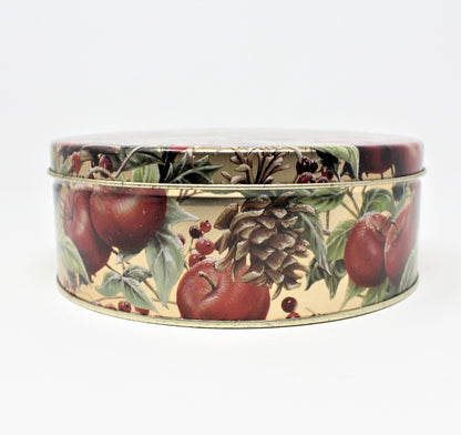 Gift Tin / Cookie Tin, Holiday Partridge on a Pear Tree, Round, Vintage