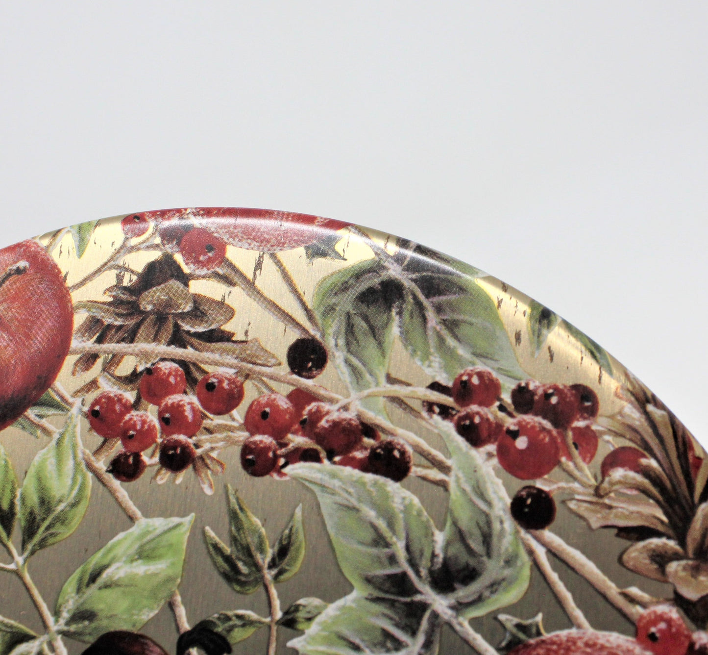 Gift Tin / Cookie Tin, Holiday Partridge on a Pear Tree, Round, Vintage