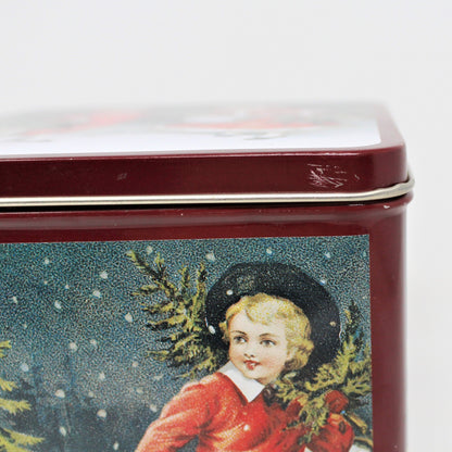 Gift Tin / Candy Tin, Christmas Victorian Children, Square, 5" Tall