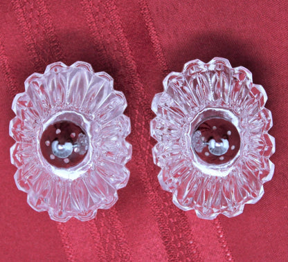 Salt and Pepper Shakers, Cut Glass Ribbed, Vintage