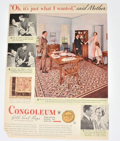 Vintage Congoleum advertisement 1935