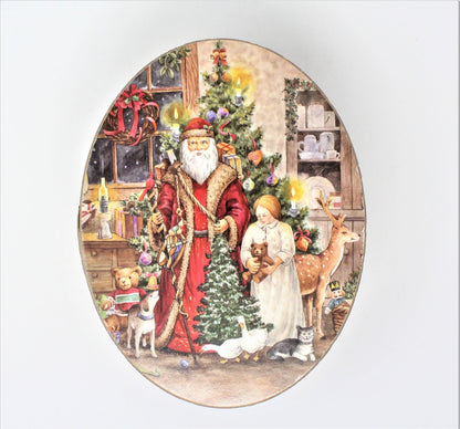Gift Box / Storage Box, Christmas Victorian St. Nicholas, Oval Cardboard