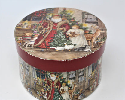 Gift Box / Storage Box, Christmas Victorian St. Nicholas, Oval Cardboard