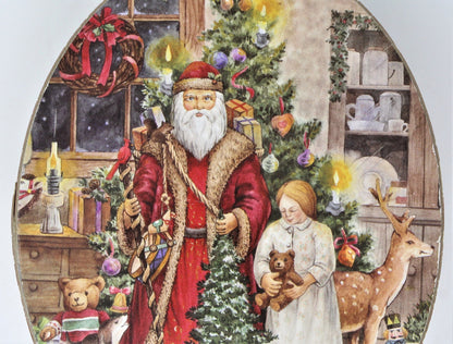Gift Box / Storage Box, Christmas Victorian St. Nicholas, Oval Cardboard