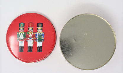 Gift Tin / Cookie Tin, Christmas Toy Soldiers, Round, Vintage