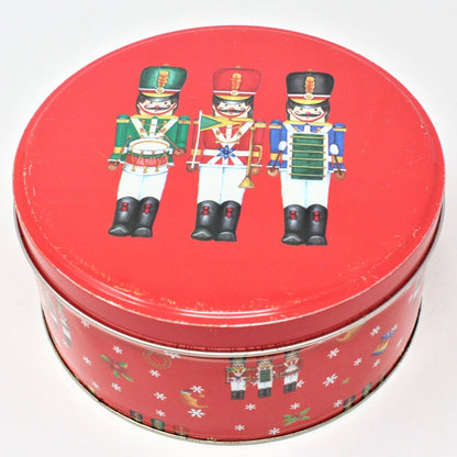 Gift Tin / Cookie Tin, Christmas Toy Soldiers, Round, Vintage