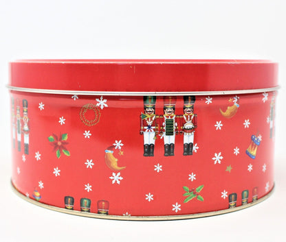 Gift Tin / Cookie Tin, Christmas Toy Soldiers, Round, Vintage