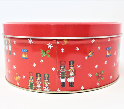 Gift Tin / Cookie Tin, Christmas Toy Soldiers, Round, Vintage