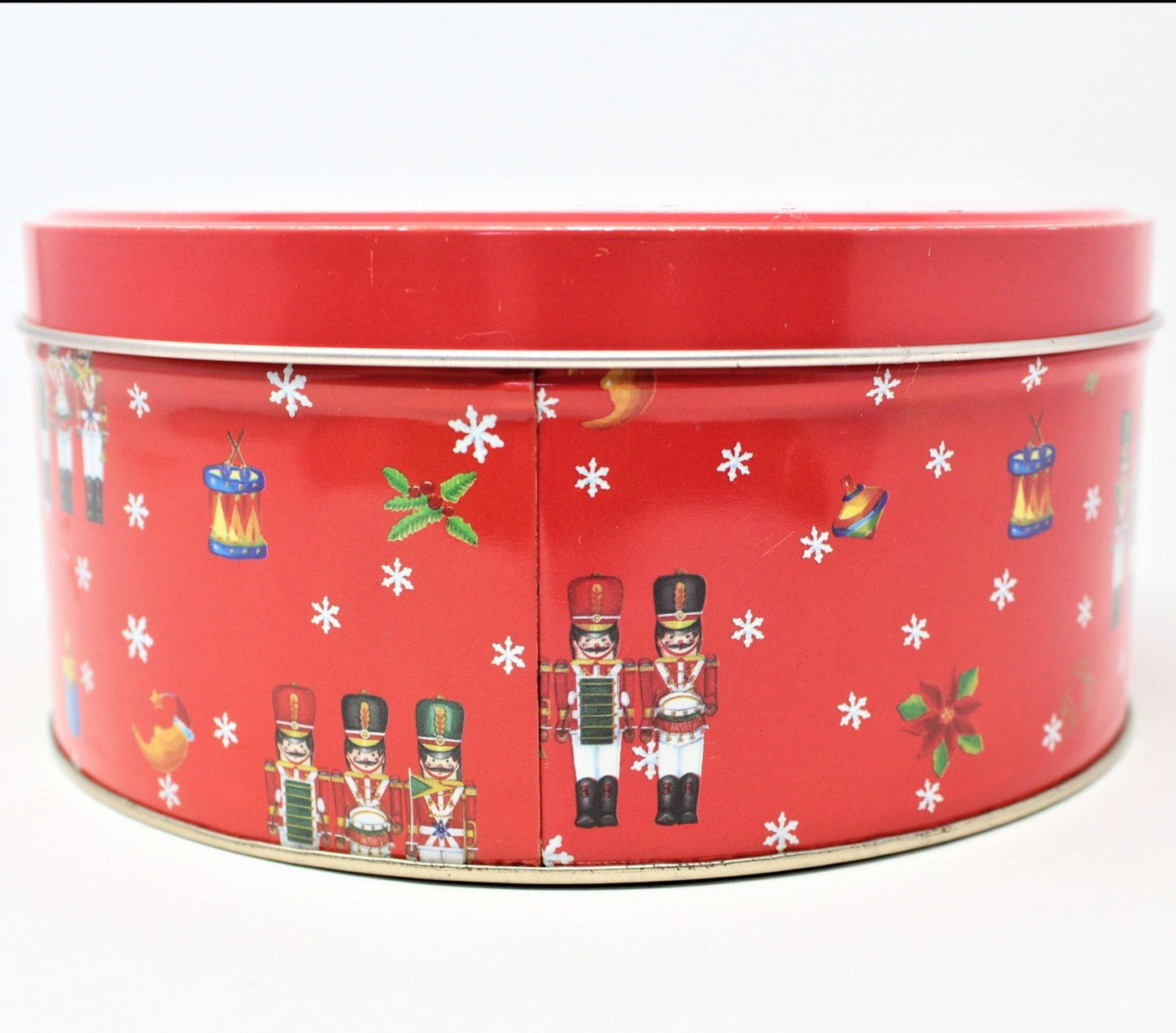 Gift Tin / Cookie Tin, Christmas Toy Soldiers, Round, Vintage