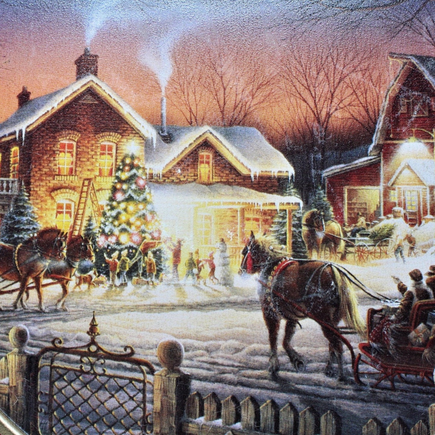Gift Tin / Cookie Tin, Schwan's, Trimming The Tree, Terry Redlin, 2003