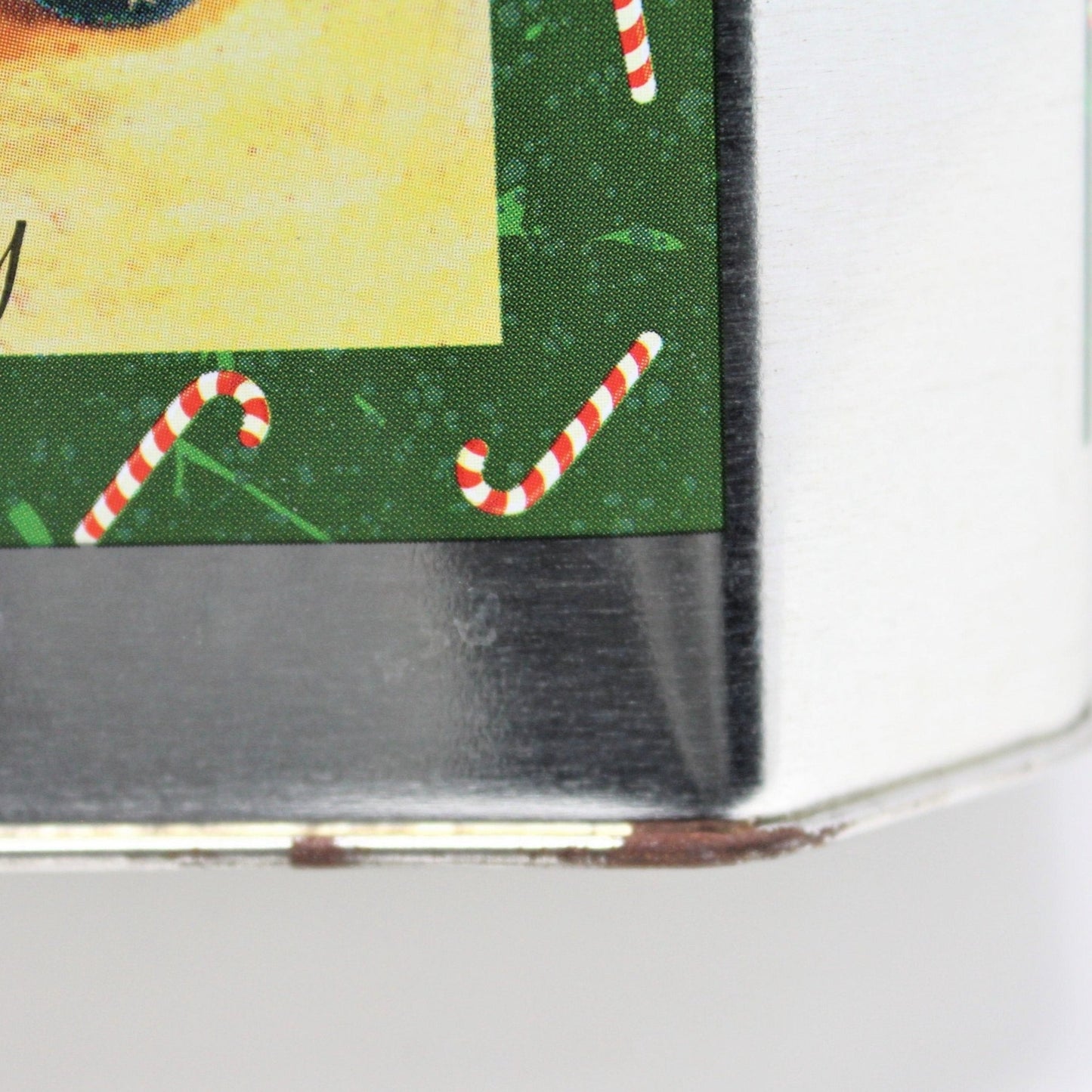 Gift Tin / Cookie Tin, Joy Teddy Bear & Candy Canes, Square
