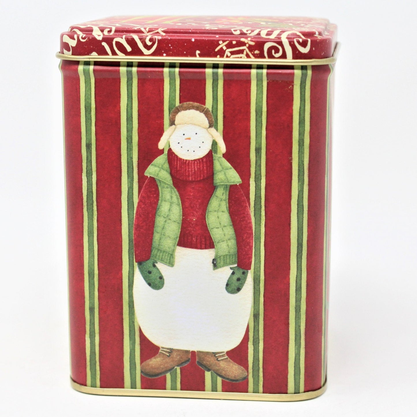 Gift Tin / Candy Tin, Christmas Snowmen by Debbie Mumm, Square, 5" Tall