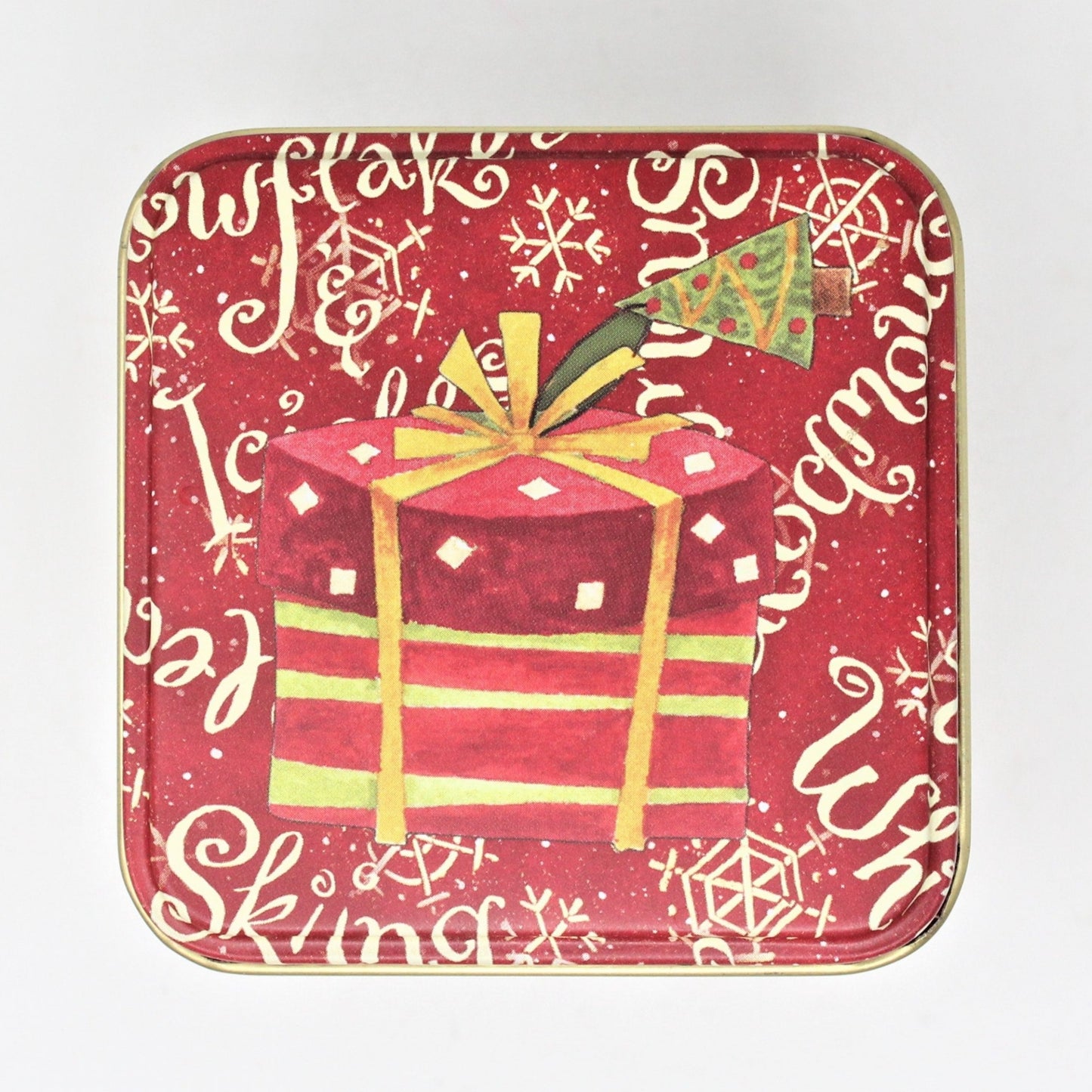 Gift Tin / Candy Tin, Christmas Snowmen by Debbie Mumm, Square, 5" Tall