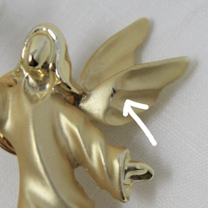 Brooch / Pin, Gigi Giusti, Angel with Dove, Gold Tone & Enamel